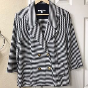 CAbi Striped Navy & White Nautical Jacket Large